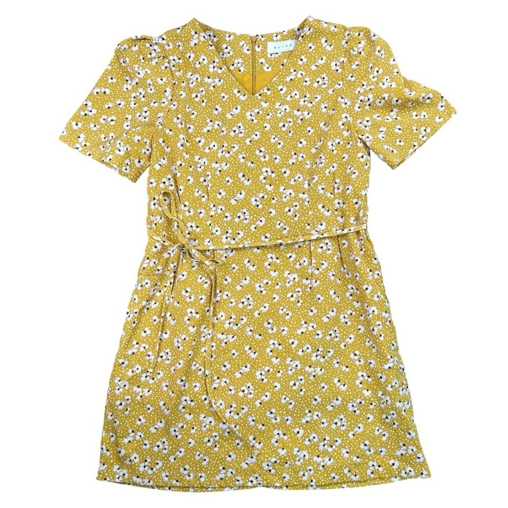 OLIVE Mustard Yellow Floral Mini Tie Lined Designed In One Size